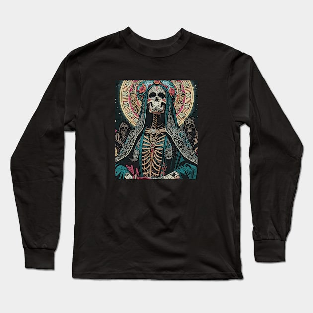 Retro Santa Muerte Long Sleeve T-Shirt by metamorfatic